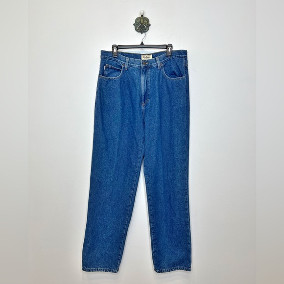 L.L. Bean Flannel Lined Relaxed Fit Denim Blue Jeans Mens Size 35 x 34 Winter